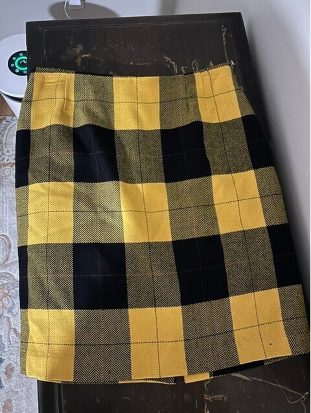 Ellen Tracy Linda Allard vintage yellow/black buffalo plaid skirt , Size 14